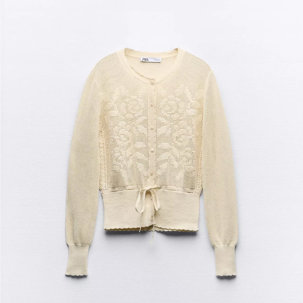 Zara Pointelle Knit Cardigan